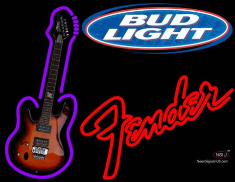 Bud Light Fender Red GUITAR Neon Sign   