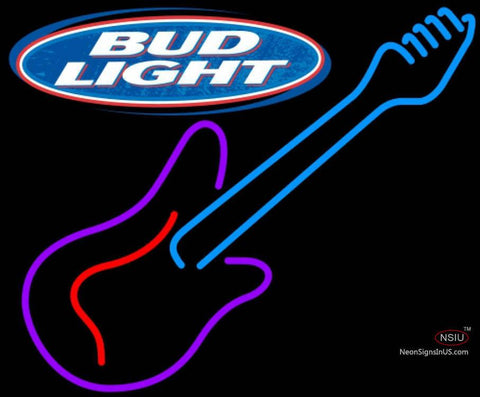 Bud Light GUITAR Purple Red Neon Sign  