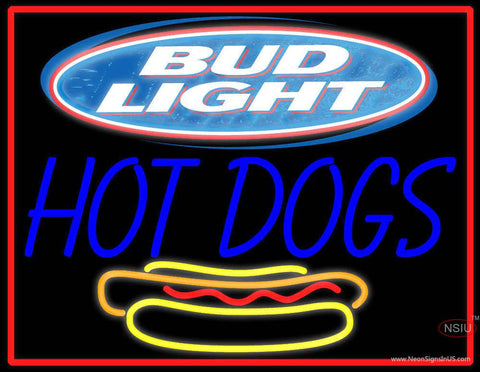 Bud Light Hotdogs Real Neon Glass Tube Neon Sign 