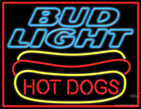 Bud Light Hotdogs Real Neon Glass Tube Neon Sign 