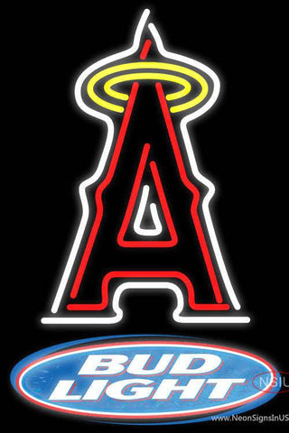 Bud Light Logo Los Angeles Angels Of Anaheim MLB Real Neon Glass Tube Neon Sign