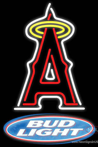 Bud Light Logo Los Angeles Angels Of Anaheim MLB Real Neon Glass Tube Neon Sign 