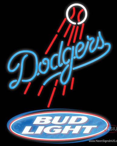 Bud Light Logo Los Angeles Dodgers MLB Real Neon Glass Tube Neon Sign