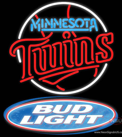 Bud Light Logo Minnesota Twins MLB Real Neon Glass Tube Neon Sign 