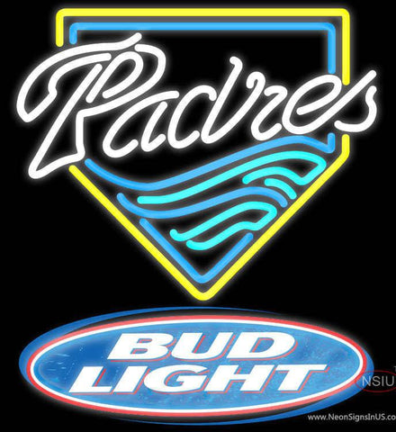 Bud Light Logo San Diego Padres MLB Real Neon Glass Tube Neon Sign