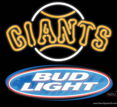 Bud Light Logo San Francisco Giants MLB Real Neon Glass Tube Neon Sign 