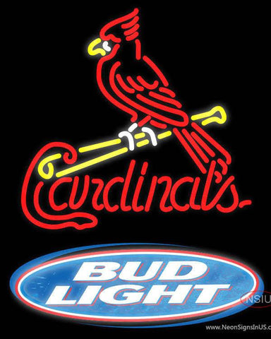 Bud Light Logo St. Louis Cardinals MLB Real Neon Glass Tube Neon Sign 