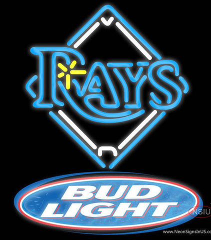 Bud Light Logo Tampa Bay Rays MLB Real Neon Glass Tube Neon Sign 