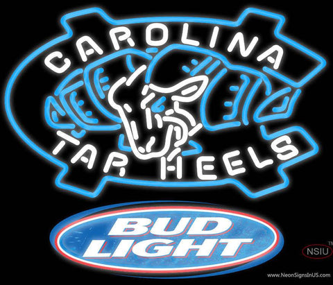 Bud Light Logo Unc North Carolina Tar Heels Real Neon Glass Tube Neon Sign