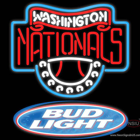 Bud Light Logo Washington Nationals MLB Real Neon Glass Tube Neon Sign