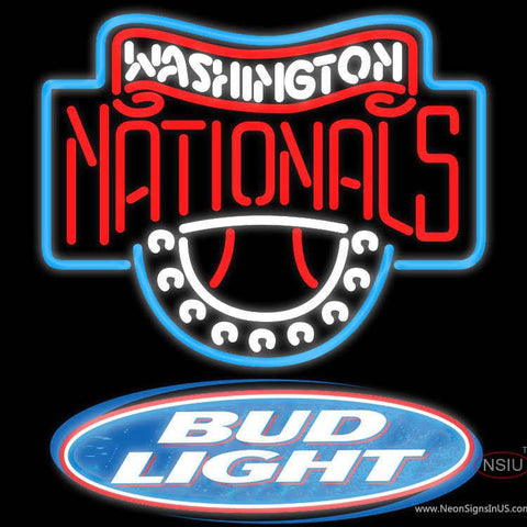 Bud Light Logo Washington Nationals MLB Real Neon Glass Tube Neon Sign 