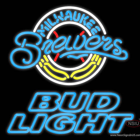 Bud Light Milwaukee Brewers MLB Real Neon Glass Tube Neon Sign