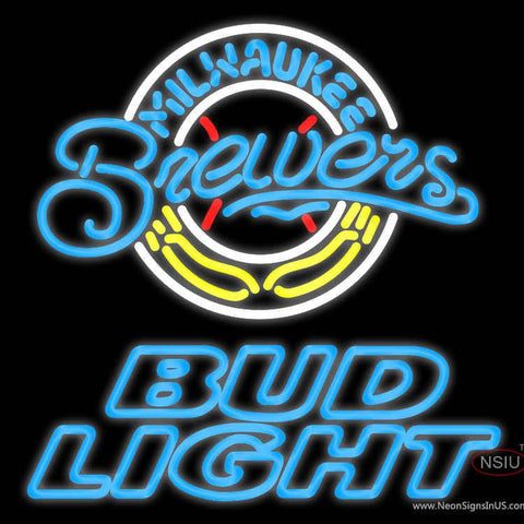 Bud Light Milwaukee Brewers MLB Real Neon Glass Tube Neon Sign 