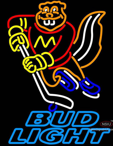 Bud Light Minnesota Golden Gophers Hockey Neon Sign 