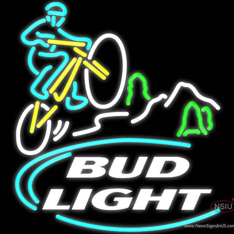 Bud Light Mountain Biker Neon Beer Sign