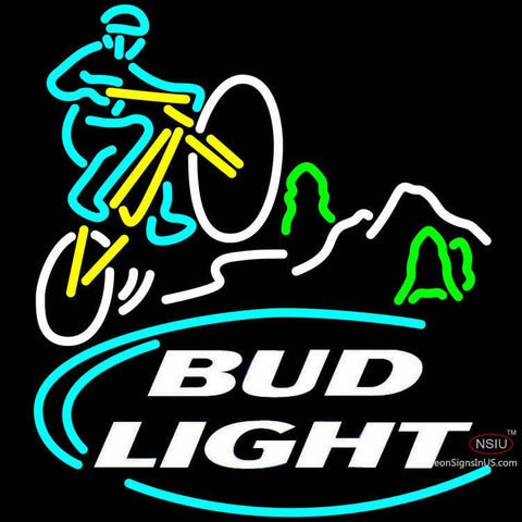Bud Light Mountain Biker Neon Beer Sign