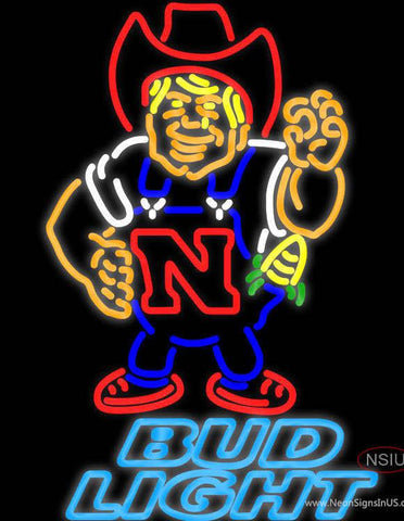 Bud Light Nebraska Cornhuskers Herby The Husker Real Neon Glass Tube Neon Sign 