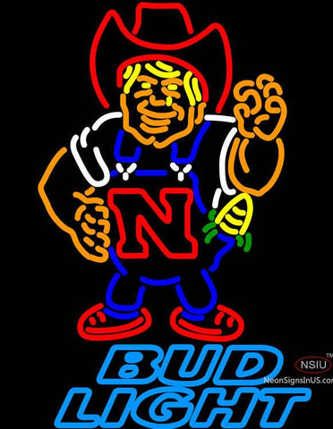 Bud Light Nebraska Cornhuskers Herby The Husker Neon Sign 