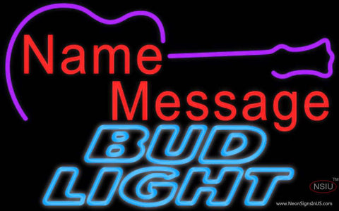 Bud Light Neon Acoustic GUITAR Real Neon Glass Tube Neon Sign 