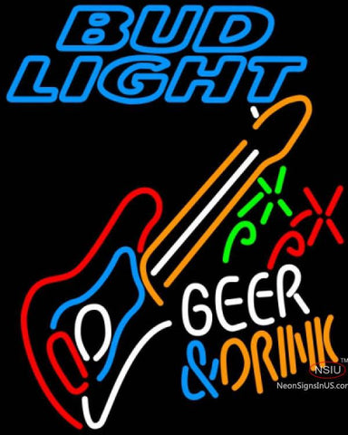 Bud Light Neon Beer And Drink GUITAR Neon Sign   
