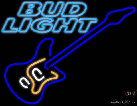 Bud Light Neon Blue Electric GUITAR Real Neon Glass Tube Neon Sign 