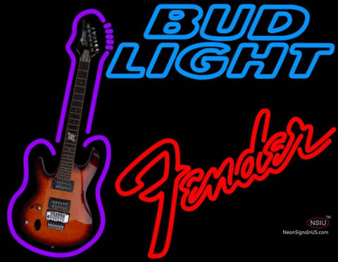 Bud Light Neon Fender Red GUITAR Neon Sign  7 