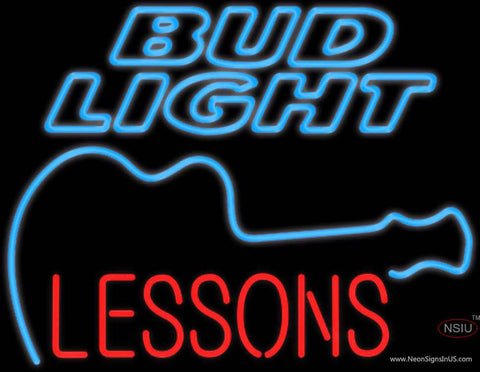 Bud Light Neon GUITAR Lessons Real Neon Glass Tube Neon Sign