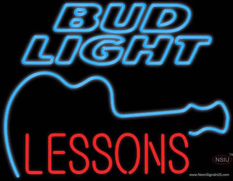 Bud Light Neon GUITAR Lessons Real Neon Glass Tube Neon Sign 