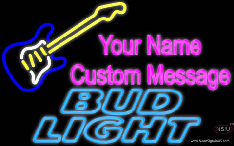 Bud Light Neon GUITAR Logo Real Neon Glass Tube Neon Sign 