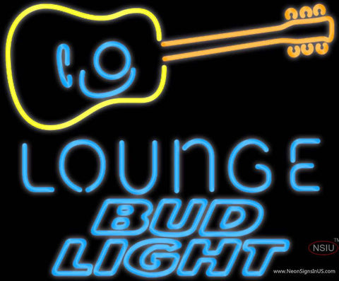 Bud Light Neon GUITAR Lounge Real Neon Glass Tube Neon Sign 