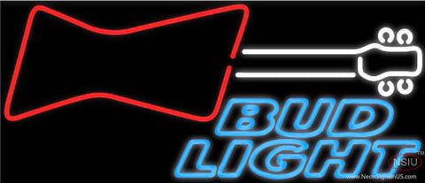 Bud Light Neon GUITAR Red White Real Neon Glass Tube Neon Sign