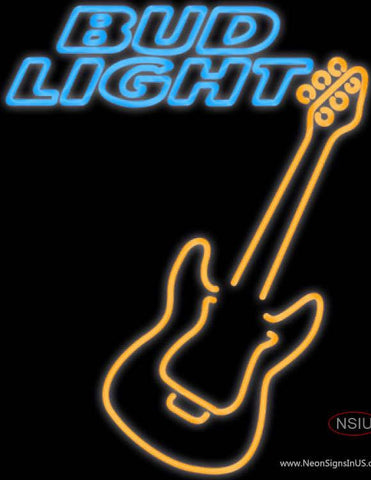 Bud Light Neon Only Orange GUITAR Real Neon Glass Tube Neon Sign