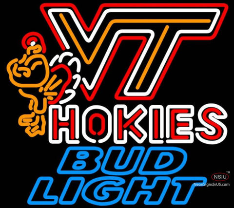 Bud Light Neon Virginia Tech Vt Hokies Logo Hockey Neon Sign   