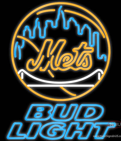 Bud Light New York Mets MLB Real Neon Glass Tube Neon Sign