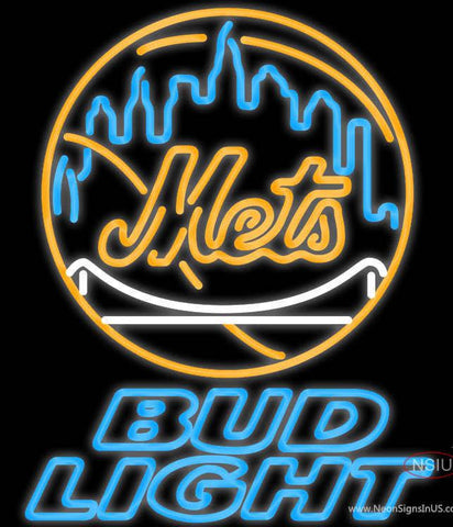 Bud Light New York Mets MLB Real Neon Glass Tube Neon Sign 
