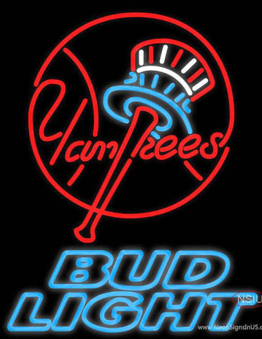 Bud Light New York Yankees MLB Real Neon Glass Tube Neon Sign 