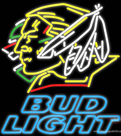 Bud Light North Dakota Fighting Sioux Hockey Real Neon Glass Tube Neon Sign 