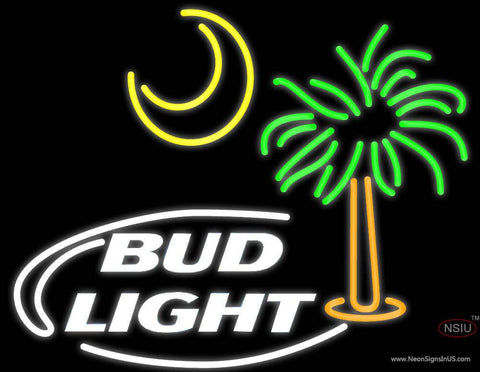Bud Light Palm Tree With Sun Real Neon Glass Tube Neon Sign 