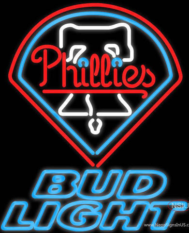 Bud Light Philadelphia Phillies MLB Real Neon Glass Tube Neon Sign