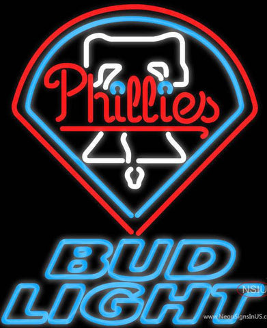 Bud Light Philadelphia Phillies MLB Real Neon Glass Tube Neon Sign 
