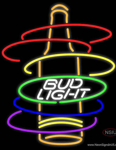 Bud Light Rainbow Bottle Neon Beer Sign 