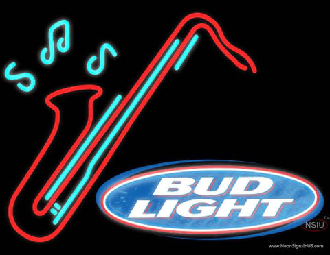 Bud Light Saxophone Real Neon Glass Tube Neon Sign 