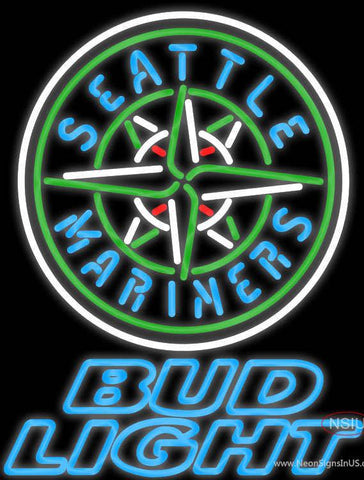 Bud Light Seattle Mariners MLB Real Neon Glass Tube Neon Sign