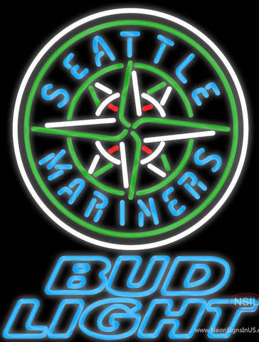 Bud Light Seattle Mariners MLB Real Neon Glass Tube Neon Sign 