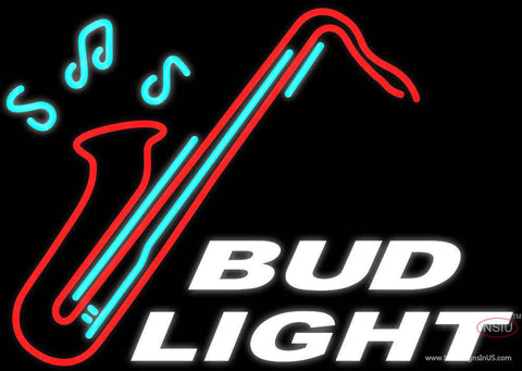Bud Light Saxophone Real Neon Glass Tube Neon Sign 