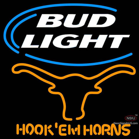 Bud Light Texas Longhorns Hook Em Horns Neon Sign x 