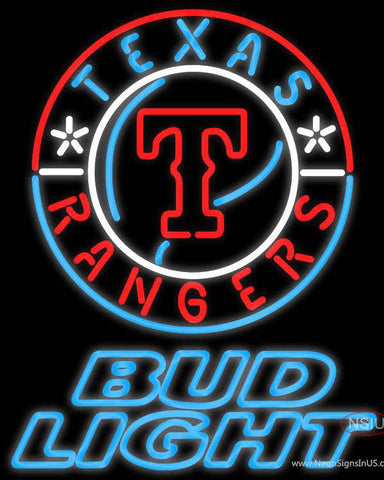 Bud Light Texas Rangers MLB Real Neon Glass Tube Neon Signs