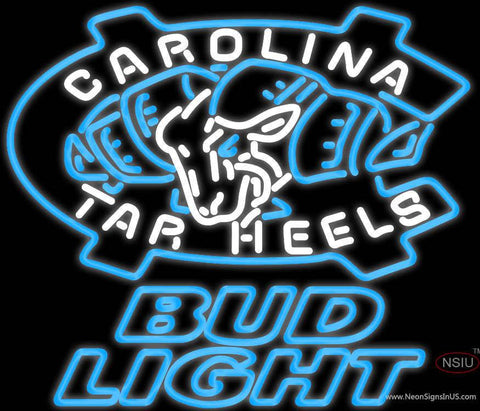 Bud Light Unc North Carolina Tar Heels Real Neon Glass Tube Neon Sign 