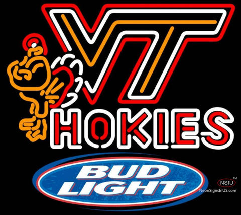 Bud Light Virginia Tech Vt Hokies Logo Hockey Neon Sign   