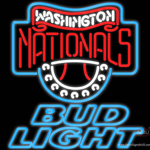 Bud Light Washington Nationals MLB Real Neon Glass Tube Neon Sign